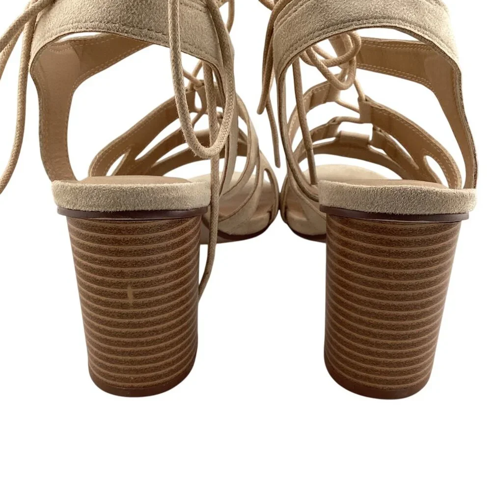 City Chic Womens Heel Strap Lacey Size 11-11.5 42 NWB Nude Beige Strappy Sandals - Picture 8 of 10